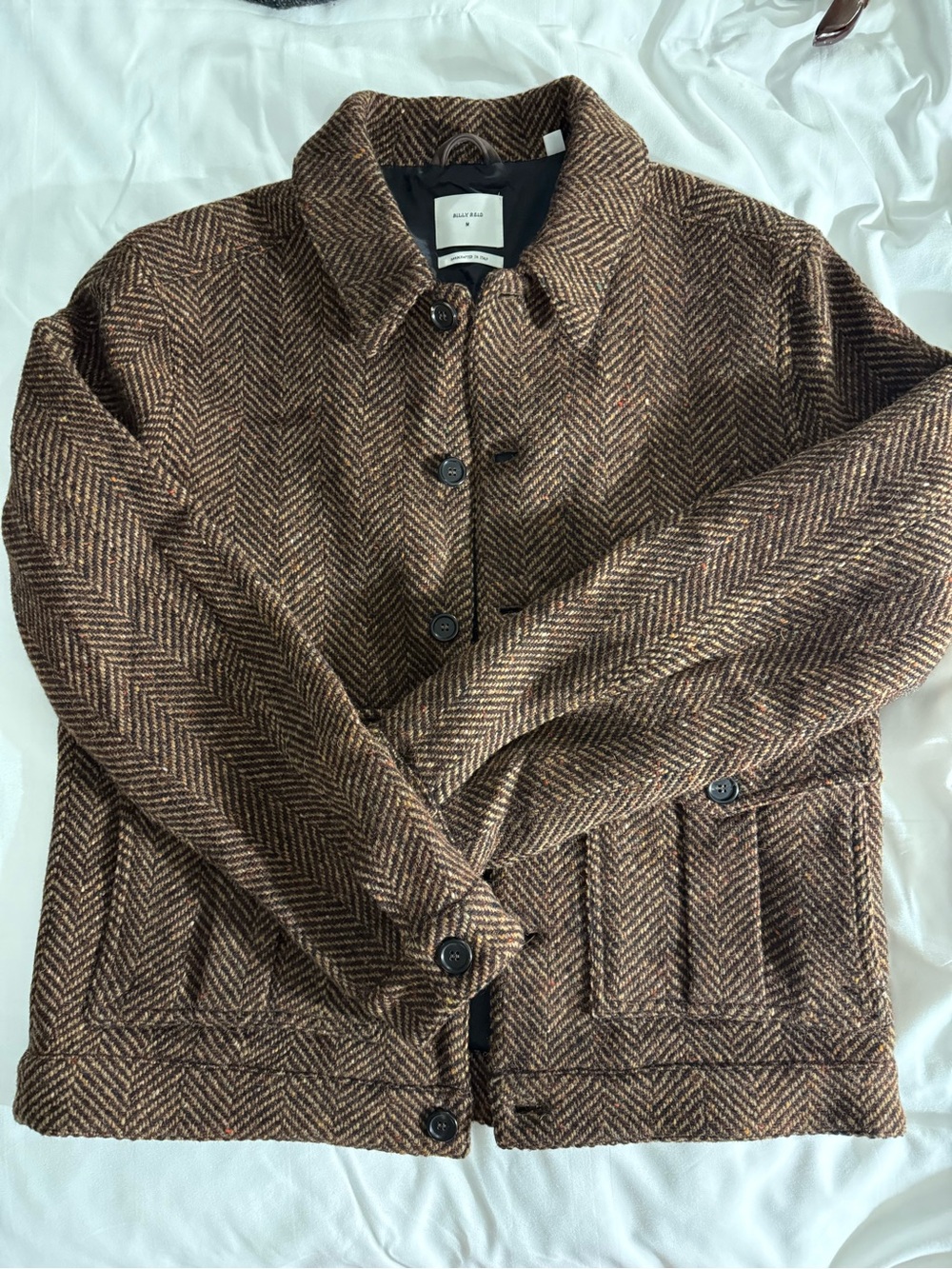 Billy Reid Dark Brown Herringbone Jacket Made in Italy - Picture 2 of 11